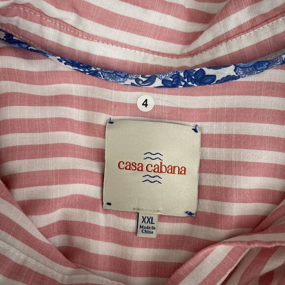 Casa Cabana Womens Striped Button-Down Shirt Red Pink White Womens XXL - Picture 5 of 12